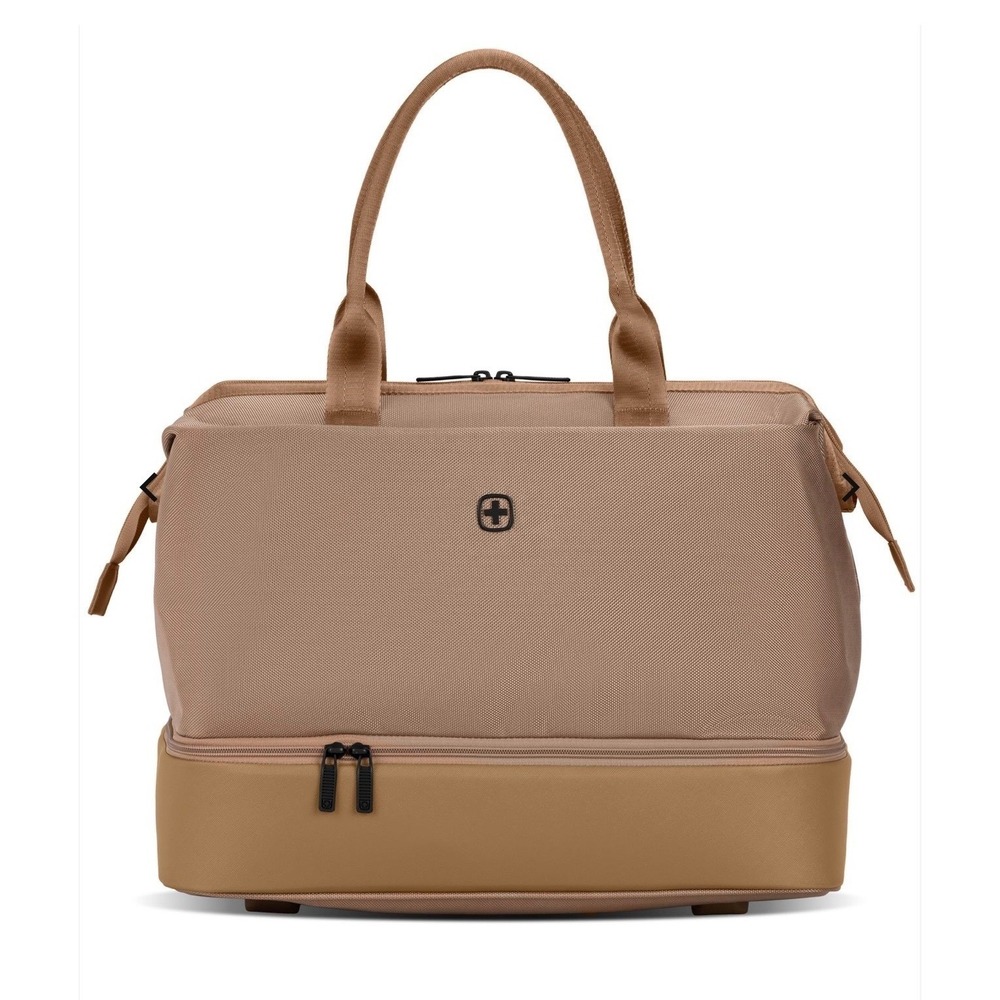 SwissGear Weekender Travel Tote Bag with Shoe Compartment Tan - Carmel NEW - Picture 3 of 15